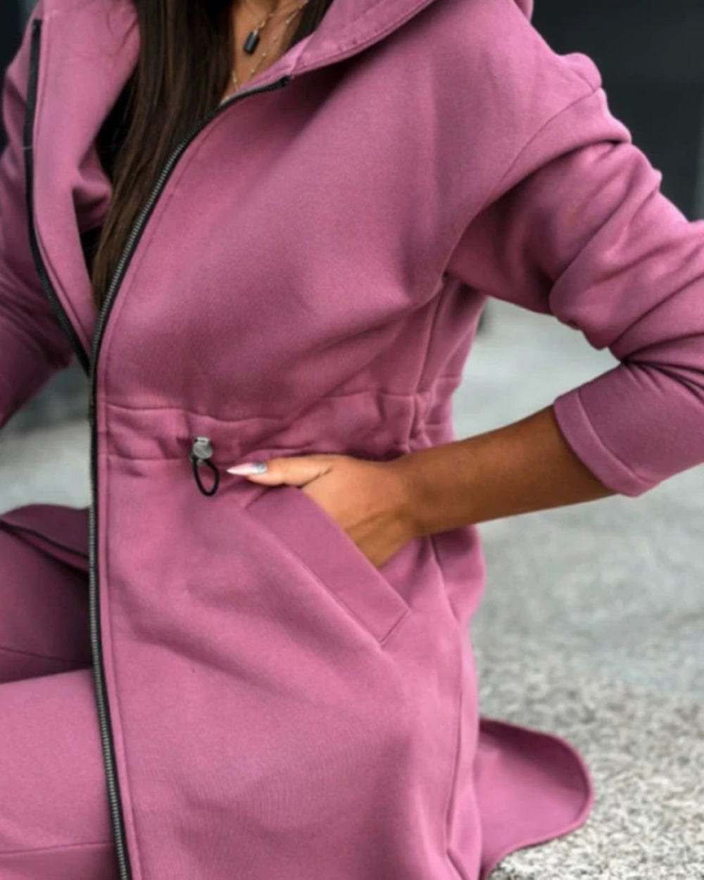 ZARA Womens Fall Winter Fashion Solid Color Long Sleeve Hoodie Set